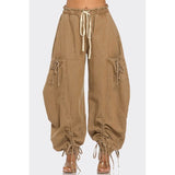 Urban Chic Drawstring Denim Cargo Pants- PLUS SIZE - Spicie's Boutique