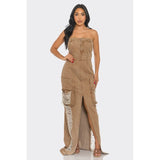 Vintage Washed Distressed Cargo Maxi Dress - Spicie's Boutique