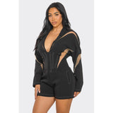 Chic Mesh-Panelled Black Romper - Spicie's Boutique