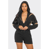Chic Mesh-Panelled Black Romper - Spicie's Boutique