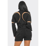 Chic Mesh-Panelled Black Romper - Spicie's Boutique