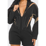 Chic Mesh-Panelled Black Romper - Spicie's Boutique