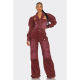 Vintage Inspired Utility Burgundy Jumpsuit - Spicie's Boutique