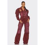 Vintage Inspired Utility Burgundy Jumpsuit - Spicie's Boutique