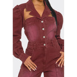 Vintage Inspired Utility Burgundy Jumpsuit - Spicie's Boutique