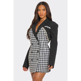Monochrome Glam Houndstooth Blazer Dress - Spicie's Boutique