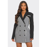Monochrome Glam Houndstooth Blazer Dress - Spicie's Boutique