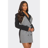 Monochrome Glam Houndstooth Blazer Dress - Spicie's Boutique