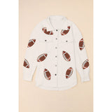 Sequin Football Patch Collared Neck Snap Button Jacket - Spicie's Boutique