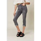 Judy Blue Full Size Button Fly High Waist Cuffed Capris - Spicie's Boutique