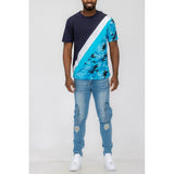 SHORT SLEEVE CAMO COLOR BLOCK TSHIRT - Spicie's Boutique