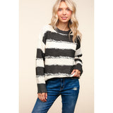 Haptics Striped Contrast Distressed Sweater - Spicie's Boutique