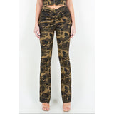 American Bazi V-Cut Ruched Camo Flare Pants - Spicie's Boutique