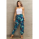 Smocked Plant Print Long Pants - Spicie's Boutique
