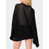 Star Round Neck Long Sleeve Knit Top - Spicie's Boutique