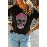 Skull Round Neck Short Sleeve T-Shirt - Spicie's Boutique