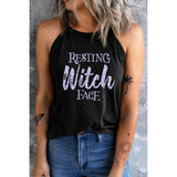 Round Neck RESTING WITCH FACE Graphic Tank Top - Spicie's Boutique