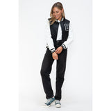 Love Me Now PU Leather Contrast Snap Down Bomber Jacket- Black - Spicie's Boutique