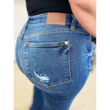 Judy Blue Mid Rise Distressed Raw Hem Jeans - Spicie's Boutique