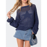 Star Round Neck Long Sleeve Knit Top - Spicie's Boutique