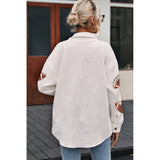 Sequin Football Patch Collared Neck Snap Button Jacket - Spicie's Boutique