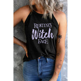 Round Neck RESTING WITCH FACE Graphic Tank Top - Spicie's Boutique