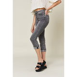 Judy Blue Full Size Button Fly High Waist Cuffed Capris - Spicie's Boutique