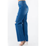 American Bazi High Waist Distressed Wide Leg Jeans - Spicie's Boutique