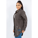 American Bazi Distressed Button Up Long Sleeve Denim Jacket - Spicie's Boutique
