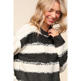 Haptics Striped Contrast Distressed Sweater - Spicie's Boutique