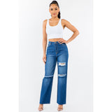 American Bazi High Waist Distressed Wide Leg Jeans - Spicie's Boutique