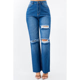 American Bazi High Waist Distressed Wide Leg Jeans - Spicie's Boutique