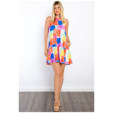 Be Stage Abstract Print Ruffle Hem Mini Dress with Pockets - Spicie's Boutique