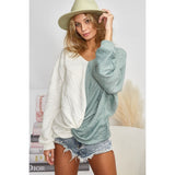 BiBi Twist Front Contrast Cable Knit Top - Spicie's Boutique