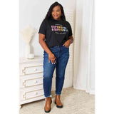 Simply Love Slogan Graphic Cuffed Sleeve T-Shirt - Spicie's Boutique