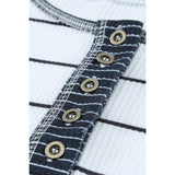 Striped Waffle Knit Henley Long Sleeve Top - Spicie's Boutique