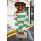 Striped Balloon Sleeve Knit Pullover