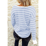 Striped Waffle Knit Henley Long Sleeve Top - Spicie's Boutique