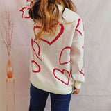Heart Pattern Long Sleeve Sweater - Spicie's Boutique