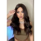 13*2" Lace Front Wigs Synthetic Long Wave 26" Heat Safe 150% Density- Brown - Spicie's Boutique