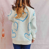 Heart Pattern Long Sleeve Sweater - Spicie's Boutique