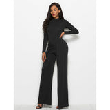 Long Sleeve Mock Neck Wide Leg Jumpsuit - Spicie's Boutique