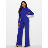 Long Sleeve Mock Neck Wide Leg Jumpsuit - Spicie's Boutique