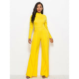Long Sleeve Mock Neck Wide Leg Jumpsuit - Spicie's Boutique