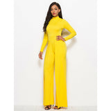 Long Sleeve Mock Neck Wide Leg Jumpsuit - Spicie's Boutique