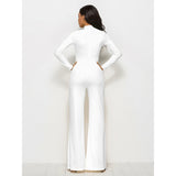 Long Sleeve Mock Neck Wide Leg Jumpsuit - Spicie's Boutique