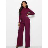 Long Sleeve Mock Neck Wide Leg Jumpsuit - Spicie's Boutique