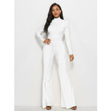 Long Sleeve Mock Neck Wide Leg Jumpsuit - Spicie's Boutique