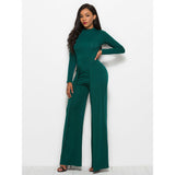 Long Sleeve Mock Neck Wide Leg Jumpsuit - Spicie's Boutique