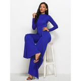 Long Sleeve Mock Neck Wide Leg Jumpsuit - Spicie's Boutique